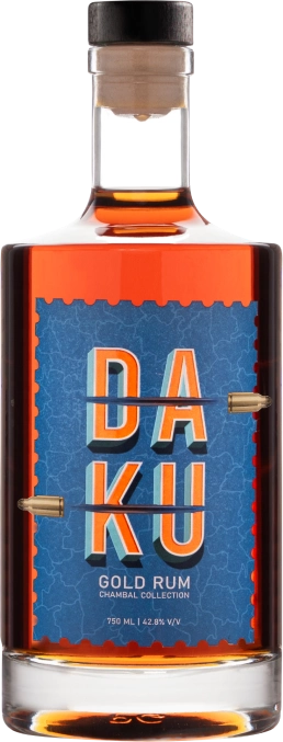daku rum brand gold rum bottle